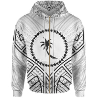 Chuuk State Zip Hoodie Chuuk State Seal Tribal Patterns Unisex Black - Polynesian Pride