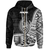Guam Zip Hoodie Inarajan Seal of Guam Polynesian Patterns Unisex Black - Polynesian Pride