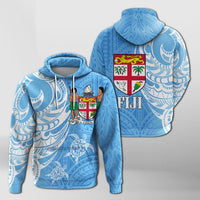 Fiji Coat of Arms Turquoise Color Hoodie LT7 - Polynesian Pride