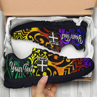 Fiji Custom Personalised Sneakers - Rainbow Polynesian Pattern - Polynesian Pride