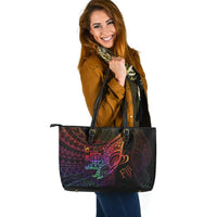 Fiji Leather Tote - Butterfly Polynesian Style - Polynesian Pride