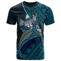 Fiji T Shirt Seal Fiji With Blue Whale Unisex Black - Polynesian Pride