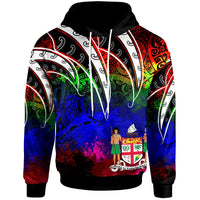 Fiji Hoodie Tropical Leaf Rainbow Color Unisex Rainbow - Polynesian Pride