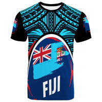 Fiji T Shirt Polynesian Pattern With Flag Unisex Blue - Polynesian Pride