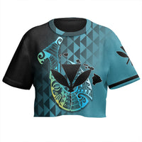 (Personalized) Hawaiian - Kanaka Fish Hook Crop Top T - Shirt - Diamond Style - AH - Polynesian Pride