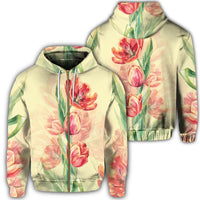 Flower Art Zip Hoodie Unisex Art - Polynesian Pride