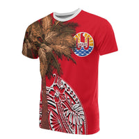 French Polynesia T Shirt Polynesian Palm Tree Flag Unisex Red - Polynesian Pride