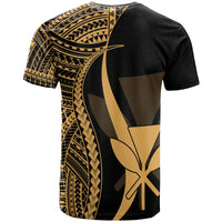 Hawaii Custom T Shirt Kanaka Maoli Gold Polynesian Tentacle Tribal Pattern - Polynesian Pride