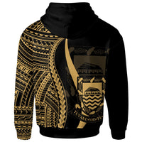 Tuvalu Custom Hoodie Gold Tentacle Tribal Pattern - Polynesian Pride