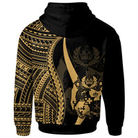 Tonga Custom Hoodie Gold Tentacle Tribal Pattern - Polynesian Pride
