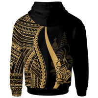 New Caledonia Custom Zip up Hoodie Gold Tentacle Tribal Pattern - Polynesian Pride