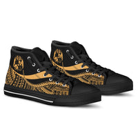 Tonga Custom Personalised High Top Shoes Gold - Polynesian Tentacle Tribal Pattern - Polynesian Pride