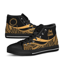 Cook Islands High Top Shoes Gold - Polynesian Tentacle Tribal Pattern - Polynesian Pride