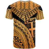 Fiji Custom T Shirt Gold Polynesian Necklace and Lauhala - Polynesian Pride