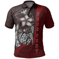 Samoa Custom Polo Shirt Red Turtle with Hook - Polynesian Pride