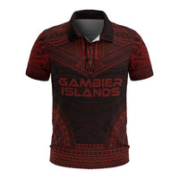 Gambier Islands Polo Shirt Gambier Islands Flag Polynesian Chief Tattoo Red Version Unisex Red - Polynesian Pride