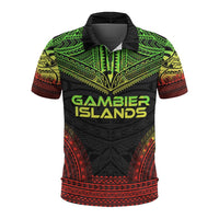 Gambier Islands Polo Shirt Gambier Islands Flag Polynesian Chief Tattoo Reggae Version Unisex Reggae - Polynesian Pride