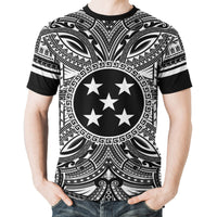 Gambier Islands T Shirt National Coat of Arms Polynesian White Black - Polynesian Pride