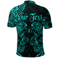 Custom Gemini Zodiac Polynesian Polo Shirt Unique Style Turquoise LT8 - Polynesian Pride