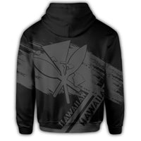 Hawaiian Map Kanaka Identifier Hoodie Zip Gray Brusch Style - Polynesian Pride