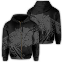 Hawaiian Map Kanaka Identifier Hoodie Zip Gray Brusch Style Unisex Gray - Polynesian Pride