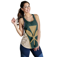 (Custom) Hawaii Kanaka Map Women's Racerback Tank Special Edition - James Style - Green - Polynesian Pride