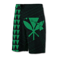 Hawaii Kakau Polynesian Kanaka Map Board Shorts - Green - Polynesian Pride