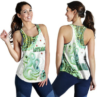 New Zealand Maori Women Racerback Tank Aotearoa Manaia Green Paua Shell - Kia Ora LT9 - Polynesian Pride