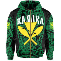 Polynesian Kanaka Maoli Hawaii Zip Hoodie Green Gel Style - Polynesian Pride