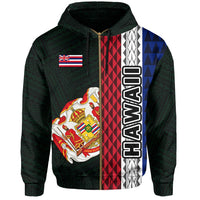Polynesian Kakau Hawaii Flag Royal Coat of Arms Hawaii Zip Hoodie Green - Polynesian Pride