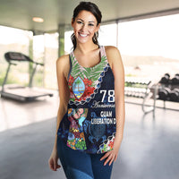 Guam Liberation Day Women Racerback Tank Latte Stone Hibiscus Painting LT9 - Polynesian Pride