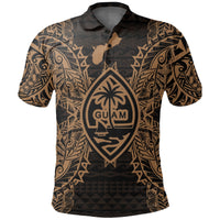 Guam Polo Shirt Guahan Coat Of Arms Map Polynesian Tattoo Gold Unisex Gold - Polynesian Pride