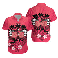 Hawaii Skull Matching Dress and Hawaiian Shirt Mysterious Polynesia and Pink Flowers LT13 - Polynesian Pride