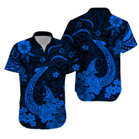 Polynesian Couple Outfits Hawaii Matching Dress and Hawaiian Shirt Polynesia Blue Fish Hook LT13 - Polynesian Pride