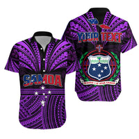 Custom Polynesian Couple Outfits Samoa Tatau Matching Dress and Hawaiian Shirt Purple Polynesian Proud Samoan LT13 - Polynesian Pride