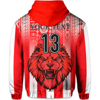 Custom Football LABASA FA Zip Hoodie Red Lion Fiji Custom Text and Number LT13 - Polynesian Pride