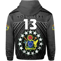Custom The Kukis Hoodie Cook Islands Rugby Black Custom Text and Number LT13 - Polynesian Pride
