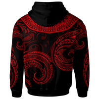 Tonga Zip Hoodie Palm Leaf Texture Red - Polynesian Pride