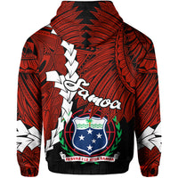 (TEX upU MAIAVA SAUILUMA) Samoa Polynesian Hoodie Tribal Wave Tattoo Red Color LT13 - Polynesian Pride