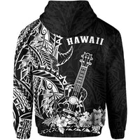 Hawaii Polynesian Zip Hoodie White Ukulele LT13 - Polynesian Pride
