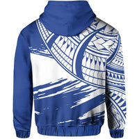 Custom Cook Islands Hoodie Flag Style Blue With Claw Pattern LT13 - Polynesian Pride