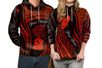 Custom Polynesian Valentine Couple Hoodie I LOVE YOU Hibiscus Style Red LT13 - Polynesian Pride