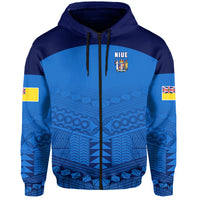 (JACKSON) Niue Hoodie Rock of Polynesia Blue Version Flag LT13 Zip Hoodie Blue - Polynesian Pride
