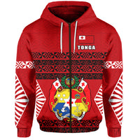 Tonga Zip Hoodie Tongan Pattern LT13 Unisex Red - Polynesian Pride