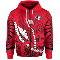 Kahuku Shool Zip Hoodie Enthusiasm Red Raiders LT13 Unisex Red - Polynesian Pride