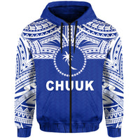 Chuuk Flag Zip Hoodie Micronesia Style Blue LT13 Unisex Blue - Polynesian Pride