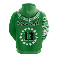 (Custom Text and Number) Cook Islands Tatau Hoodie Symbolize Passion Stars Version Green LT13 - Polynesian Pride