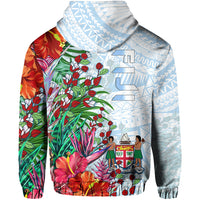 Fiji Hoodie Proud Fijian Tapa mix Tagimoucia Flowers LT13 - Polynesian Pride