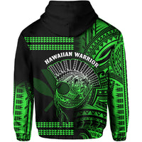 Hawaii Hoodie Kakau Warrior Helmet Gradient Green Polynesian LT14 - Polynesian Pride
