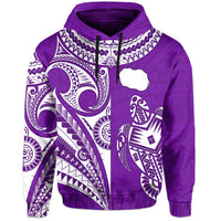 (Custom Text and Number) Rarotonga Cook Islands Hoodie Turtle and Map Style Purple LT13 - Polynesian Pride